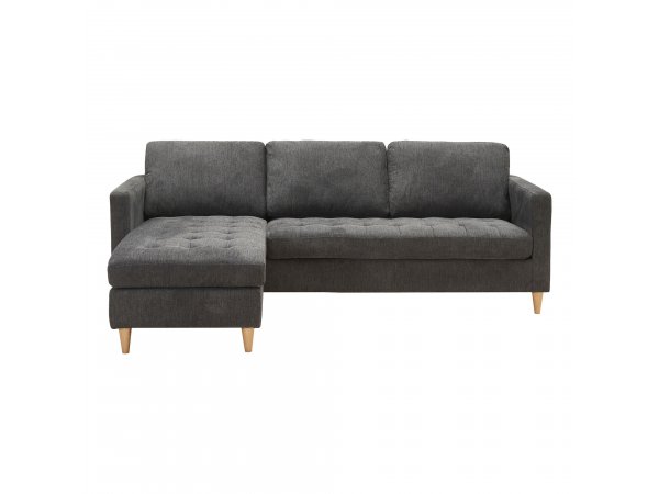 Pohovka Firenze, rohová, levý roh, látka tmavě šedá, 219×151×80 cm – House Nordic