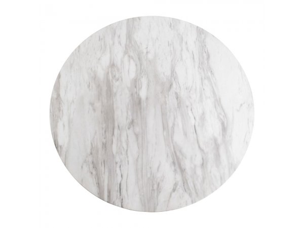 Jídelní stůl Bolzano, kulatý, bílý mramorový vzhled, černá podnož, Ø110×75 cm – House Nordic