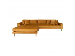 Sedací souprava Lido, hořčicově žlutý velvet, 290×170–92×76 cm – House Nordic