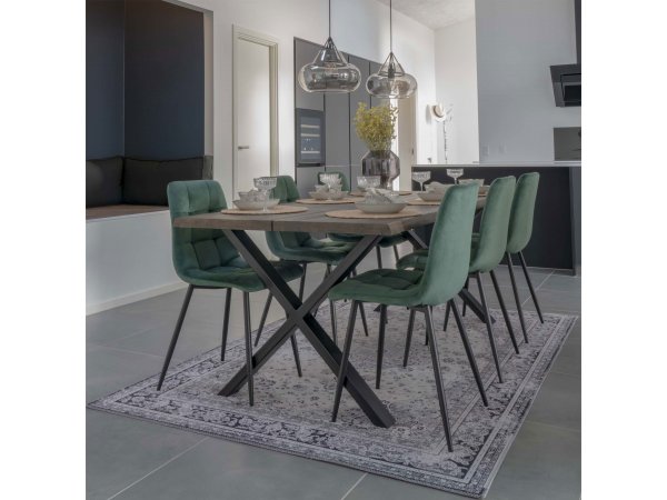 Jídelní židle Middelfart, samet, tmavě zelená, černé nohy – House Nordic