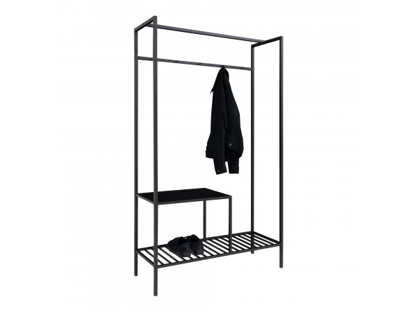Vita věšák na oblečení, 2 police, černá, černý rám – House Nordic