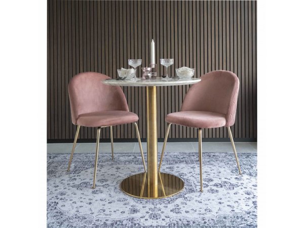 Jídelní stůl Bolzano, kulatý, mramorový dekor, 70×70×75 cm – House Nordic