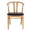 Jídelní židle Artenara, dubové dřevo, černý PU sedák, 77×60×54 cm – House Nordic