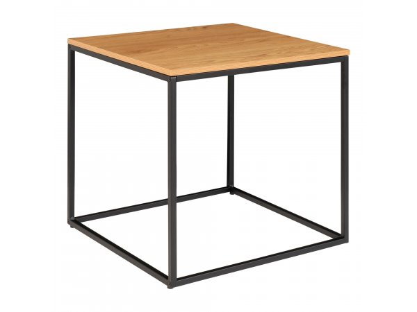 Odkládací stolek Vita, dubový dekor, černá kovová konstrukce, 45×45×45 cm – House Nordic