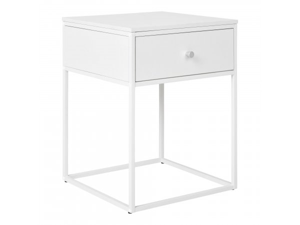 Noční stolek Vita, 1 zásuvka, bílý, bílý rám– House Nordic