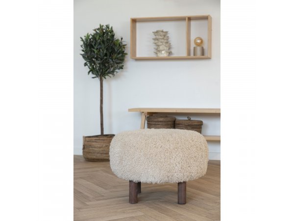 Taburet Inverness, světle hnědý bouclé, Ø50×33 cm – House Nordic