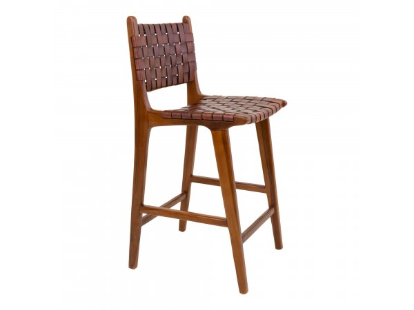 Barová židle Perugia, kožená, hnědá – House Nordic