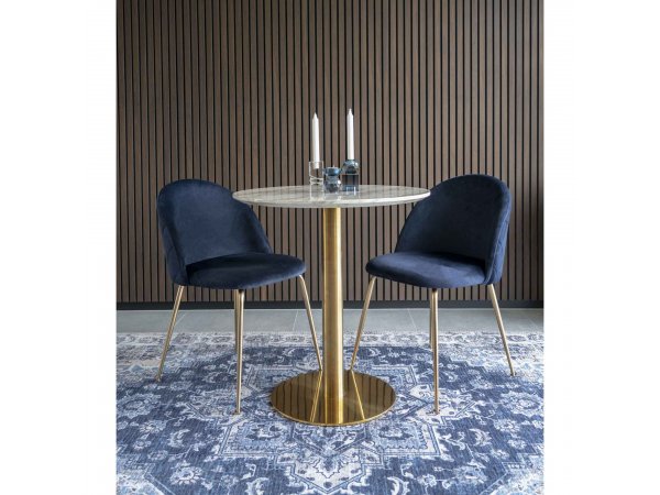 Jídelní židle Geneve, modrý samet, mosazné nohy, 56×51×76 cm – House Nordic