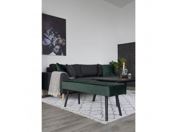 Lavice Skiby, sametová, zelená, 100×35×44 cm – House Nordic