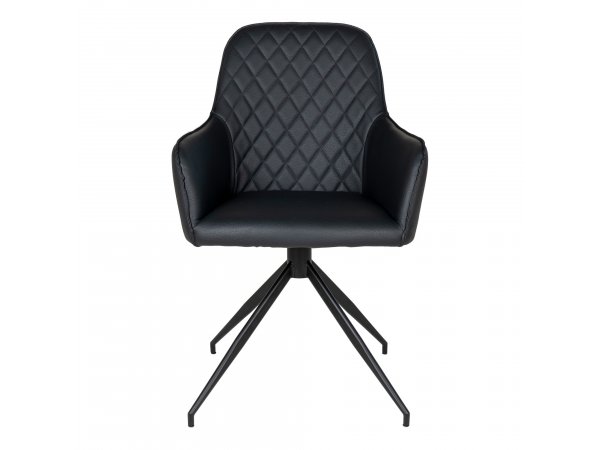 Jídelní otočná židle Harbo, černá ekokůže, 56×62×89 cm – House Nordic