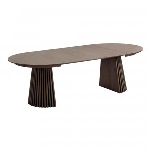 Jídelní rozkládací stůl Osaka smoked, kulatý, dubová dýha, Ø120–240×75 cm – House Nordic