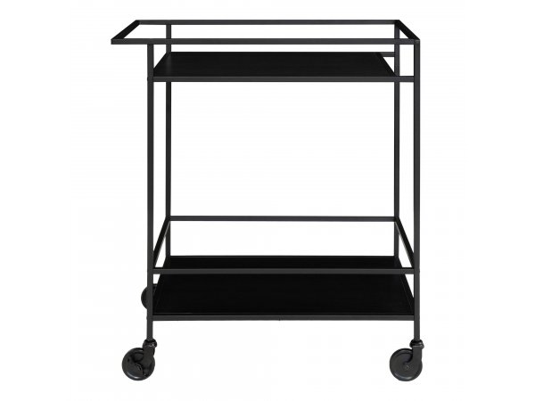 Servírovací stolek Vita, 2patrový, černý rám, černý dekor - House Nordic