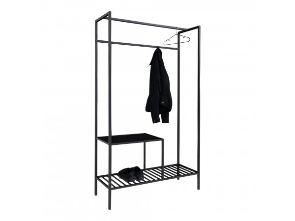 Vita věšák na oblečení, 2 police, černá, černý rám – House Nordic