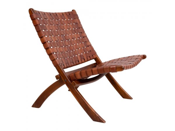 Skládací židle Perugia, kůže, hnědá – House Nordic