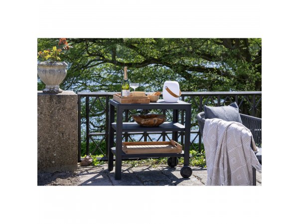 Servírovací stolek Vita, 2patrový, černý rám, černý dekor - House Nordic