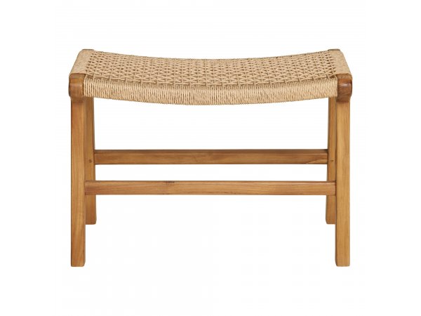 Zahradní podnožka Derby, teak/polyratan, přírodní, 60×40×42 cm – House Nordic