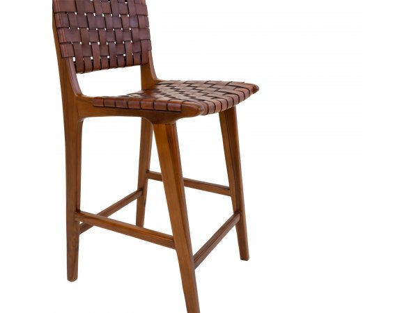 Barová židle Perugia, kožená, hnědá – House Nordic