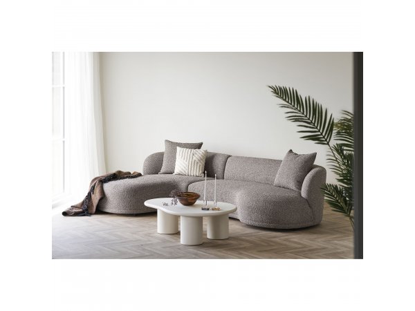 Rohová pohovka Kingston, levý roh, bouclé, světle hnědá, 265×150 cm – House Nordic