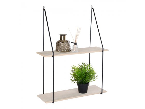 Haag nástěnná police, ocel a paulownia, černá/přírodní, 55×21×72 cm – House Nordic