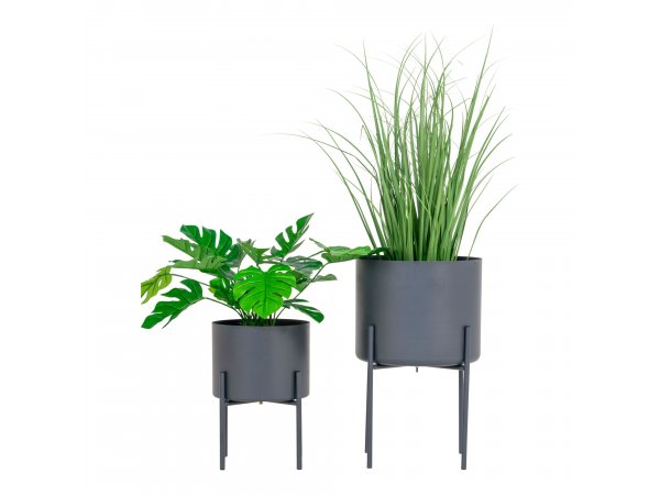 Květináče Pavia, sada 2 ks, ocel, šedé, Ø21/26,5 × 20,5/28,5 cm – House Nordic