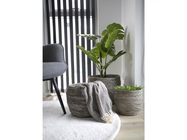 Košíky Tivoli, 3 ks, šedé, ø 24/29/33 × 22/26/30 cm – House Nordic