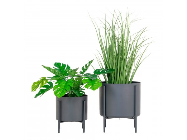 Květináče Pavia, sada 2 ks, ocel, šedé, Ø21/26,5 × 20,5/28,5 cm – House Nordic