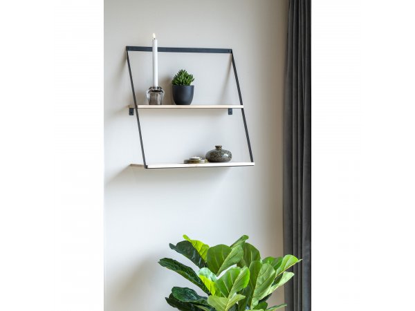 Bern nástěnná police, ocel a borovice, přírodní, 50×21×52 cm – House Nordic