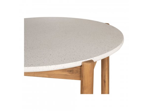 Zahradní jídelní stůl Terracina, kulatý, akáciové dřevo a teraco, Ø120×76 cm – House Nordic