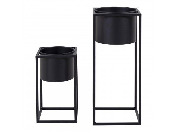Květináče Marla, sada 2 ks, ocel, černé, Ø17/19,5 × 31/50,5 cm – House Nordic