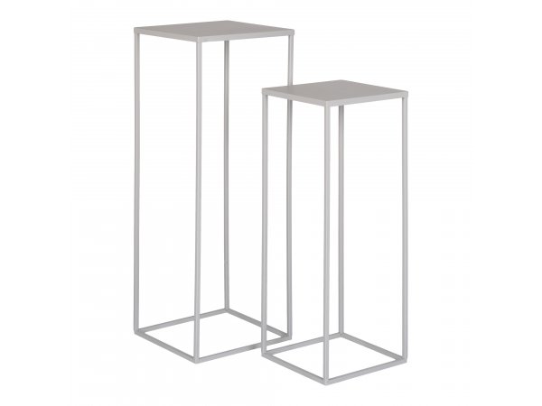 Květináče na podstavci Beja, sada 2 ks, kovové, pískové, 19/22×50/60 cm – House Nordic