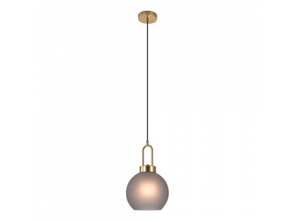 Závěsné svítidlo Luton, kouřově matné sklo, mosazná objímka, Ø20×33 cm – House Nordic