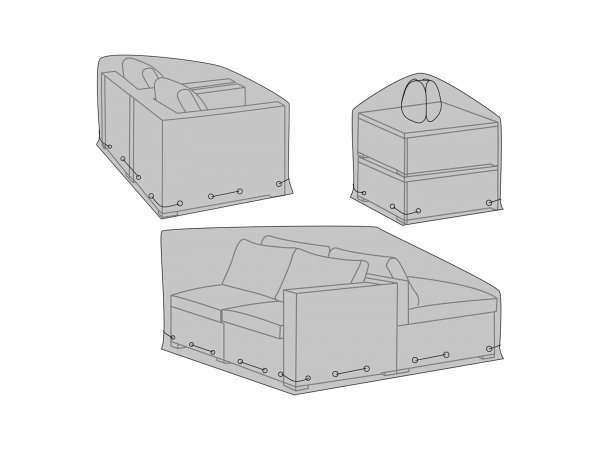 Ochranný obal na modulární zahradní nábytek, sada 3 ks, černý, 210g/m² polyester s PU vrstvou – House Nordic