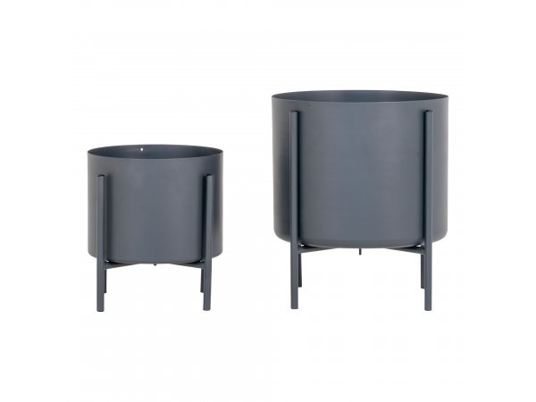 Květináče Pavia, sada 2 ks, ocel, šedé, Ø21/26,5 × 20,5/28,5 cm – House Nordic