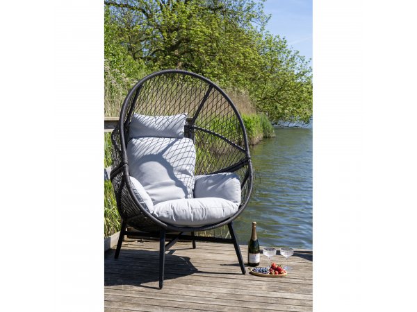 Zahradní křeslo Rosario, černé / šedé, 73×74×103 cm – House Nordic