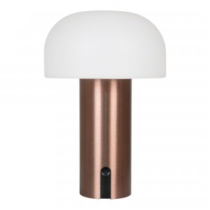 Stolní LED lampa Soham, bílá/měděná, Ø15×22 cm – House Nordic
