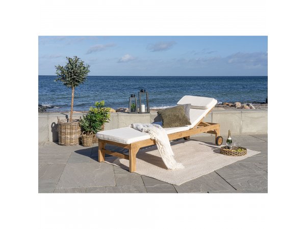 Zahradní lehátko Andorra, teakové dřevo, přírodní, 200×62×37 cm – House Nordic