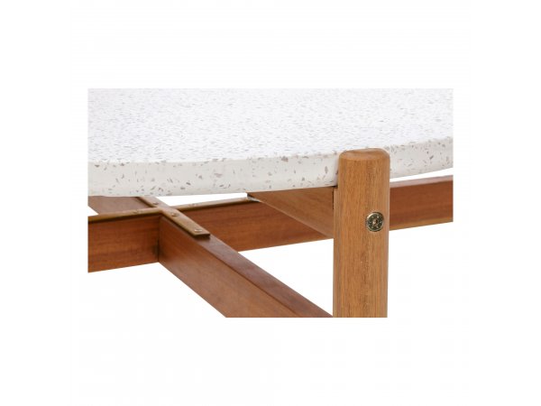 Zahradní stolek Terracina, akáciové dřevo a teraco, přírodní/bílý, Ø84,5×38,5 cm – House Nordic