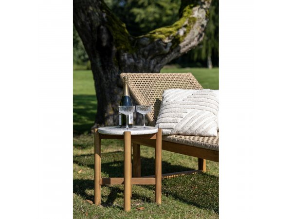 Odkládací stolek Terracina, akáciové dřevo a teraco, bílý, Ø37×46 cm – House Nordic