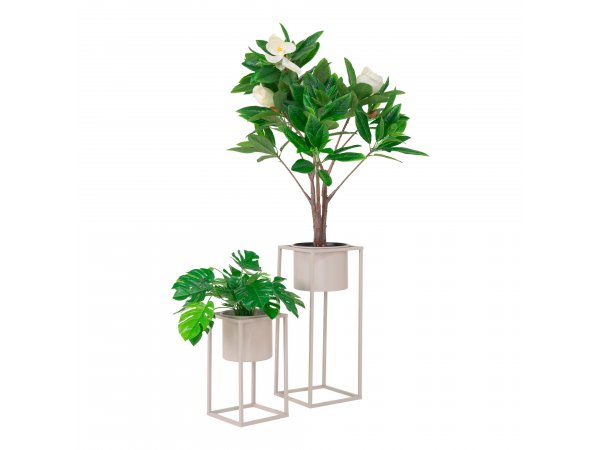 Květináče Marla, sada 2 ks, ocel, béžovošedé, Ø17/19,5 × 31/50,5 cm – House Nordic