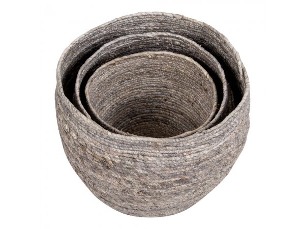 Košíky Tivoli, 3 ks, šedé, ø 24/29/33 × 22/26/30 cm – House Nordic