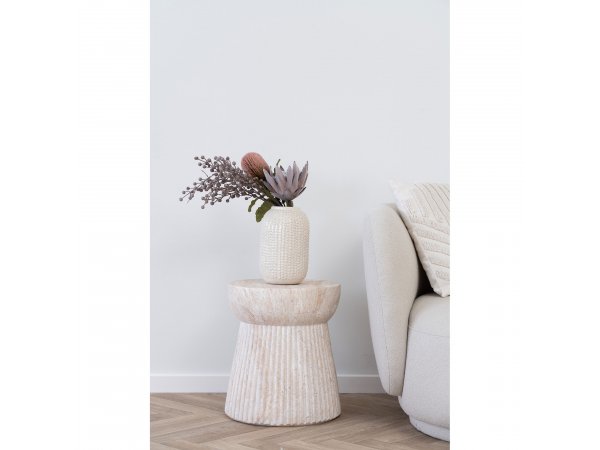 Odkládací stolek Bonn, přírodní fiberclay, Ø37×43 cm – House Nordic