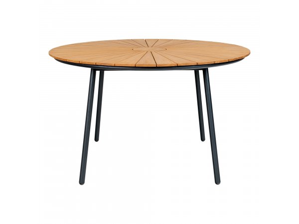 Kulatý zahradní stůl Cleveland, teak/kov, Ø130×74 cm – House Nordic