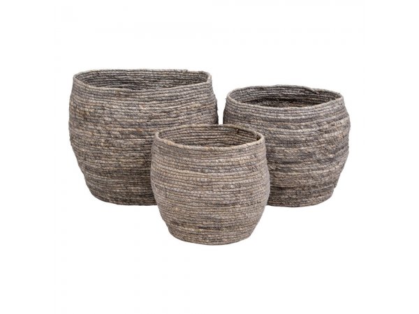 Košíky Tivoli, 3 ks, šedé, ø 24/29/33 × 22/26/30 cm – House Nordic
