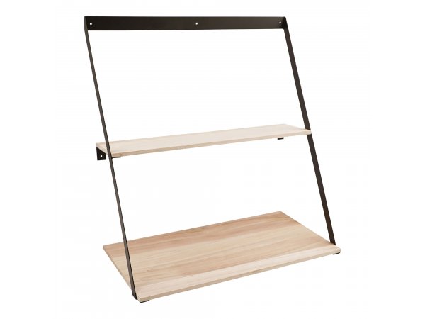 Bern nástěnná police, ocel a borovice, přírodní, 50×21×52 cm – House Nordic