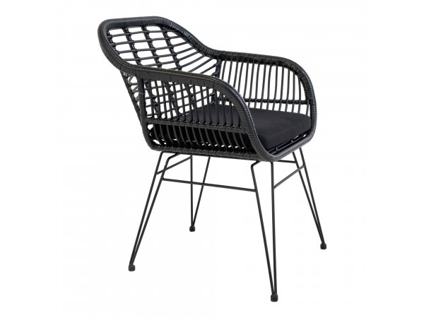 Zahradní křeslo Trieste, polyratan, černé, 60×57×82 cm – House Nordic