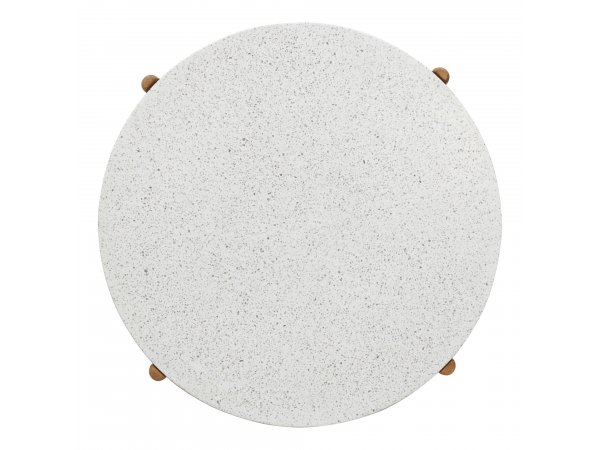 Zahradní stolek Terracina, akáciové dřevo a teraco, přírodní/bílý, Ø84,5×38,5 cm – House Nordic