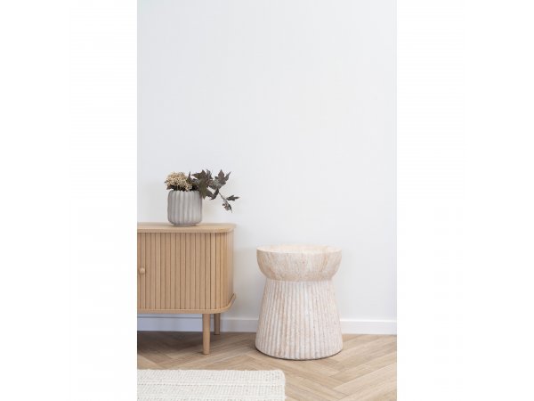 Odkládací stolek Bonn, přírodní fiberclay, Ø37×43 cm – House Nordic