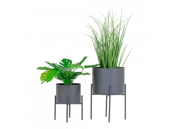 Květináče Pavia, sada 2 ks, ocel, šedé, Ø21/26,5 × 20,5/28,5 cm – House Nordic