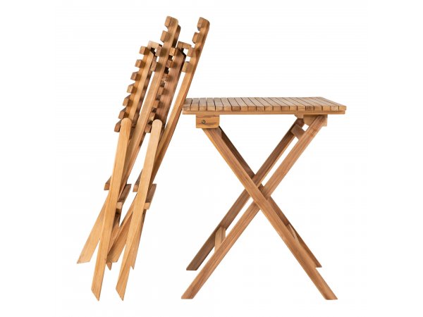 Zahradní a balkónový set Cuenca, skládací, teak, 60 × 60 × 75 cm – House Nordic