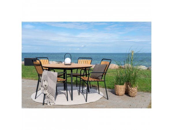 Kulatý zahradní stůl Cleveland, teak/kov, Ø130×74 cm – House Nordic